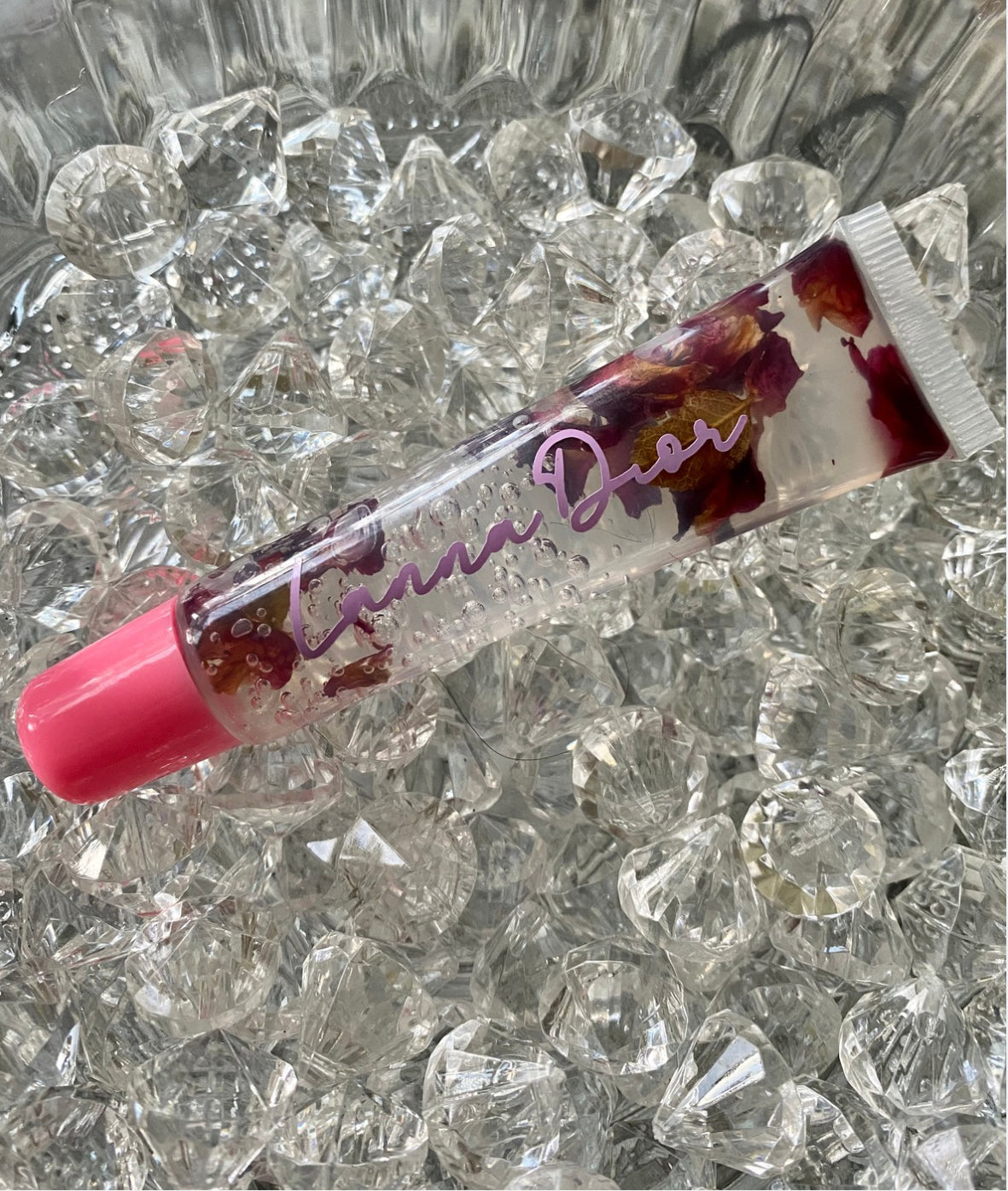 Clear mint rose infused plumping lipgloss (non sticky)